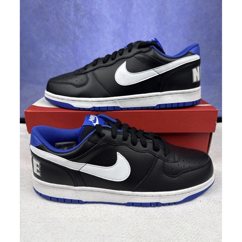 Men’s Size 10.5 Nike Big Low Black/Summit White/Hyper Royal Sneakers 355152 018